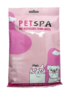 PAQUETE DE 6 GUANTES HÚMEDOS PARA BAÑO EN SECO (PERROS Y GATOS)
