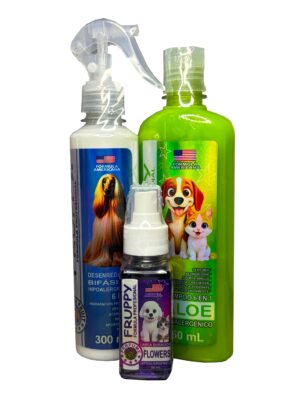COMBO PROFESIONAL PARA EL CUIDADO DE MASCOTAS (SHAMPOO, DESENREDANTE Y PERFUME 6 EN 1)